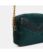 Sac bandoulière en Velours de Cuir New Tristan Trotteur vert foncé - 14.5x21x6.5 cm