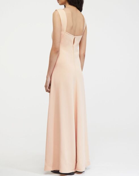 Robe longue Stretch Crepe Cady nude