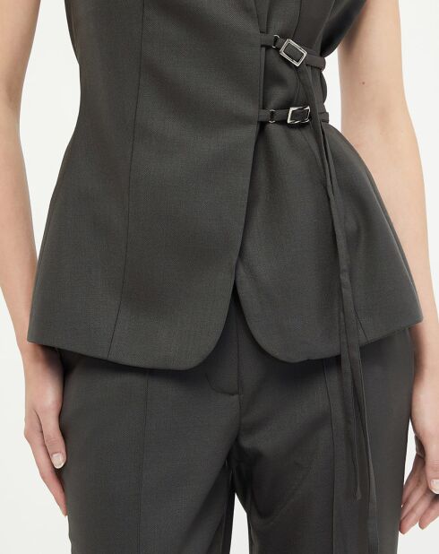 Gilet de Costume en Laine ménagée Crune gris foncé