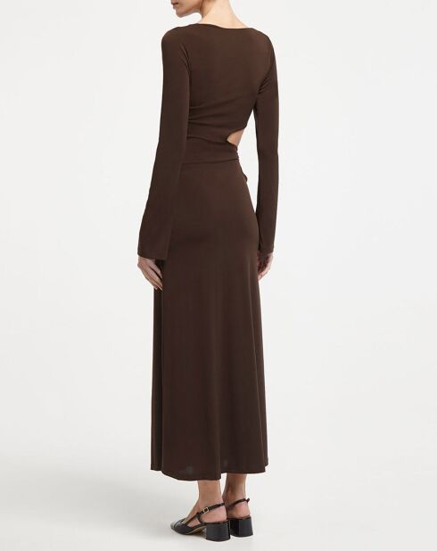 Braunes Jerseykleid Stellaos mit Ausschnitt