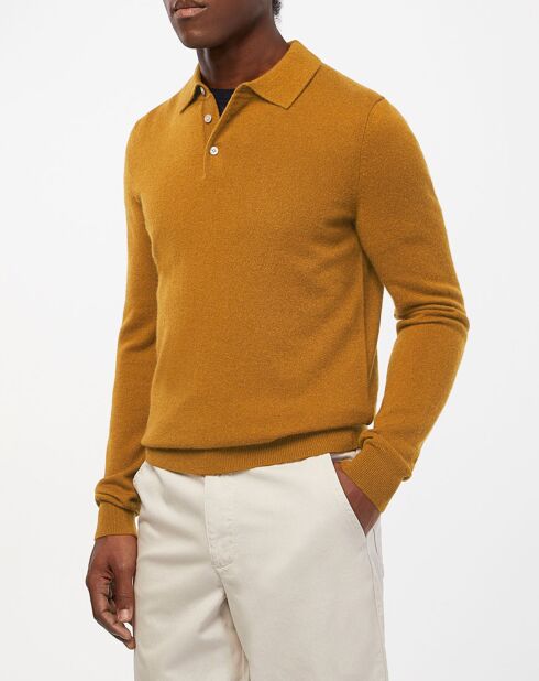 Pull 100% Cachemire Polo Uni Napolo camel/gold