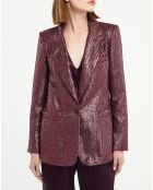 Veste Laminated Ribbed Velvet bordeaux