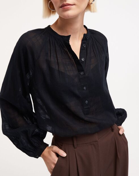 Blouse en Coton Bio Voile Toscane noire