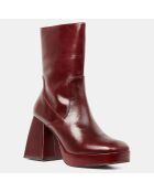 Bottines en Cuir plateforme marron - Talon 9 cm