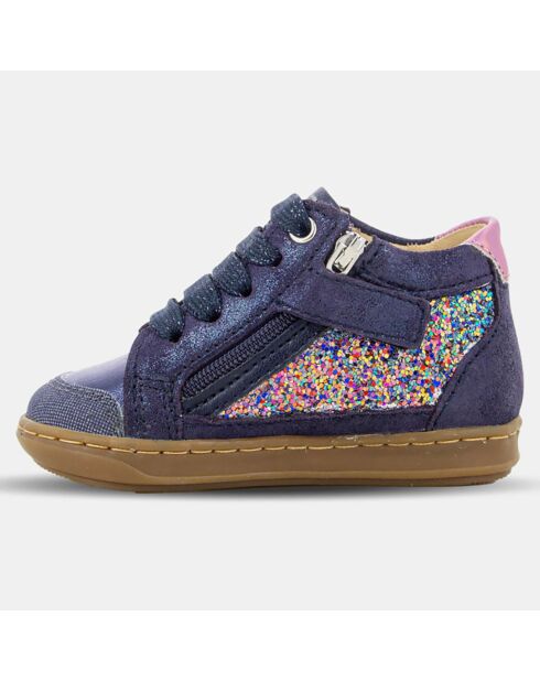 Baskets en Cuir & Paillettes Bouba Connect bleu/violet