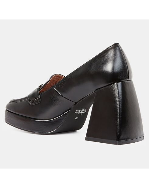 Mocassins en Cuir plateforme noirs - Talon 9 cm