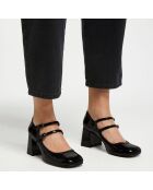 Babies en Cuir verni noires - Talon 7 cm