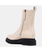 Boots zippé en Cuir lisse beiges - Talon 4 cm