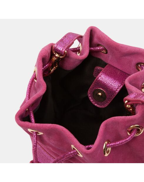 Sac seau en Velours de Cuir Mini Pia Seau fuchsia - 18.5x25x9 cm