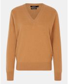 Pull 100% Cachemire Col V Zocon  camel