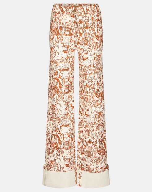 Pantalon Nemy marron/écru
