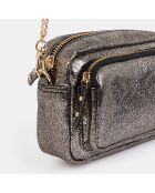 Sac en Cuir Stone Petit Foil argenté/gris - 11x17x3 cm