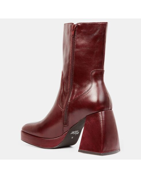 Bottines en Cuir plateforme marron - Talon 9 cm