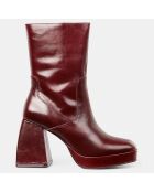 Bottines en Cuir plateforme marron - Talon 9 cm