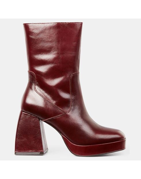 Bottines en Cuir plateforme marron - Talon 9 cm