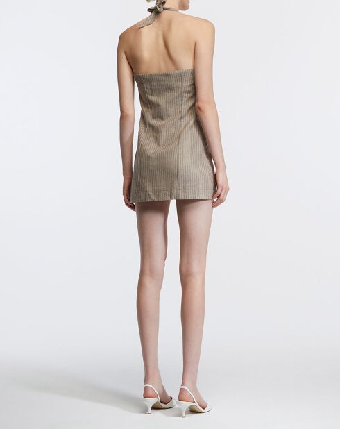 Beige/blauwe jurk met strepen Las Stripe