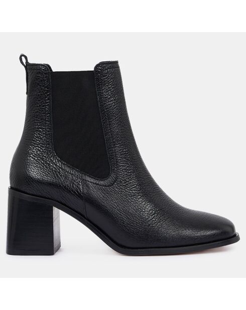 Bottines en Cuir grainé noires - Talon 6 cm