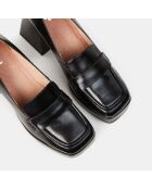 Mocassins en Cuir plateforme noirs - Talon 9 cm