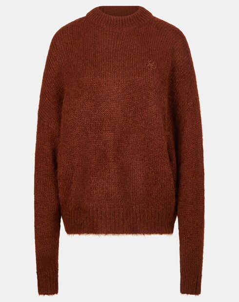 Pull en Alpaga & Laine mélangés Toni marron foncé