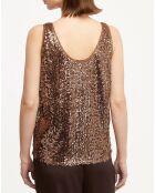 Top Paillettes Tess marron