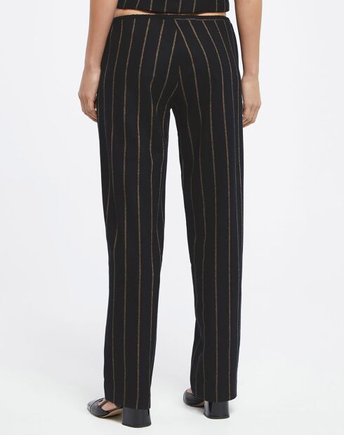 Blauw/beige broek van wolmix met middelhoge strepen