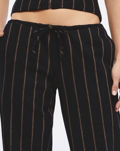 Blauw/beige broek van wolmix met middelhoge strepen
