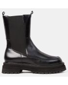 Boots en Cuir semelle épaisse noires - Talon 4.5 cm