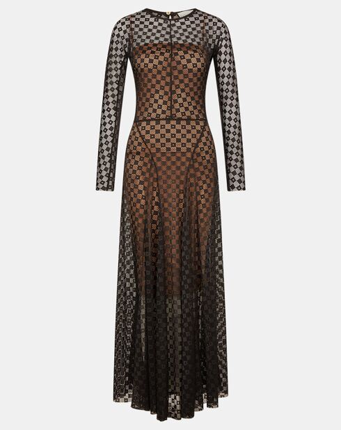 Robe longue Damier Lace Long Dress noire