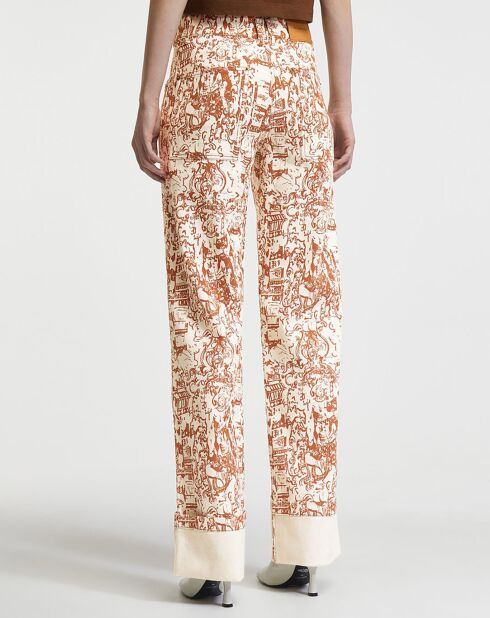 Pantalon Nemy marron/écru