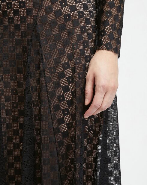 Robe longue Damier Lace Long Dress noire