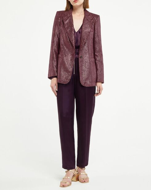 Veste Laminated Ribbed Velvet bordeaux