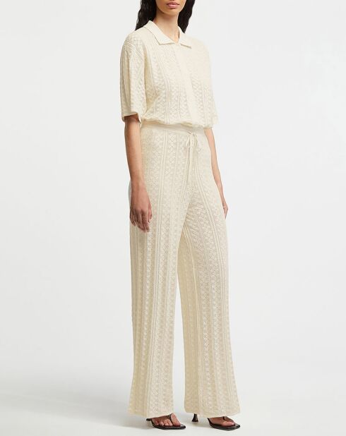 Pantalon en Coton Bio Thiril Crochet Knit crème