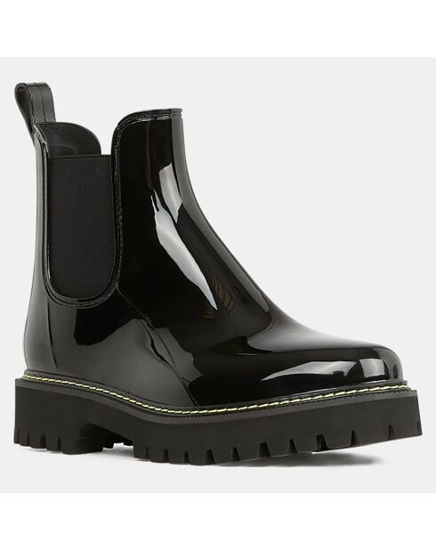 Boots de pluie surpiqures noires - Talon 5 cm