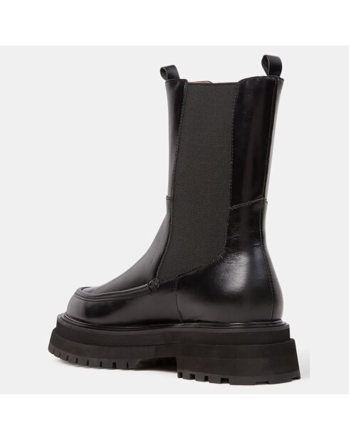 Boots en Cuir semelle épaisse noires - Talon 4.5 cm