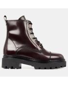 Boots en Cuir Polido lacets rouge bordeaux - Talon 4 cm