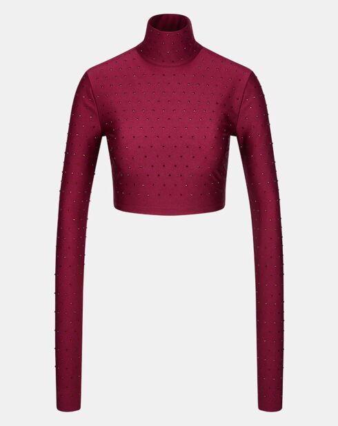 Top Orchid Crystal-Turtleneck Crop bordeaux clair