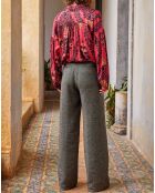Pantalon en Lin & Laine mélangés Nocciolo noir
