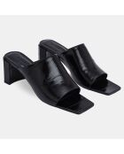 Mules en Cuir Katya noires - Talon 6 cm