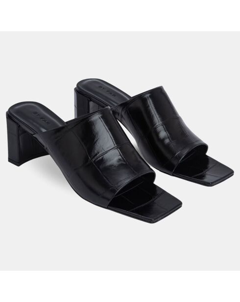 Mules en Cuir Katya noires - Talon 6 cm