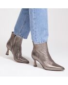 Bottines en Cuir bout pointu bronze - Talon 7 cm