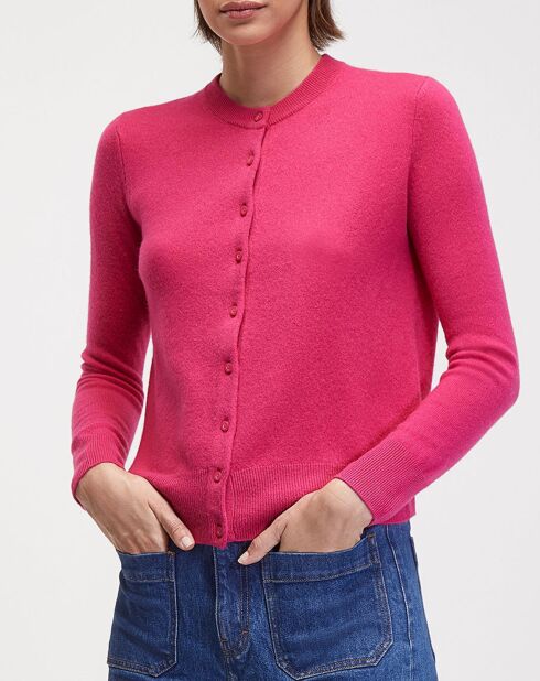 Cardigan 100% Cachemire Zacao rose fushia