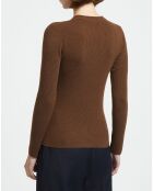 Pull en Laine & Cachemire Tasha col rond marron foncé