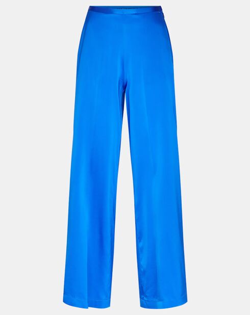 Pantalon en Soie Stretch Heavy Satin Hw bleu électique