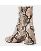 Bottines en Cuir imprimées python beige - Talon 7 cm