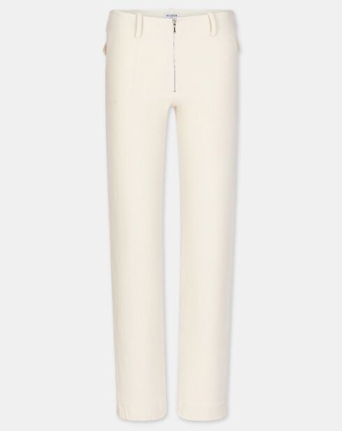 Ecrufarbene Hose Mama mit niedriger Taille