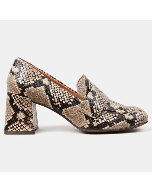 Mocassins en Cuir python beige - Talon 7 cm