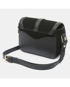 Sac bandoulière en Velours de Cuir Athea noir - 13x18.5x6 cm