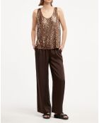 Top Paillettes Tess marron