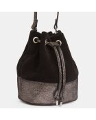 Sac seau en Velours de Cuir Mini Pia Seau noir/argenté - 18.5x25x9 cm