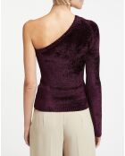 Pull Chenille One Shoulder bordeaux